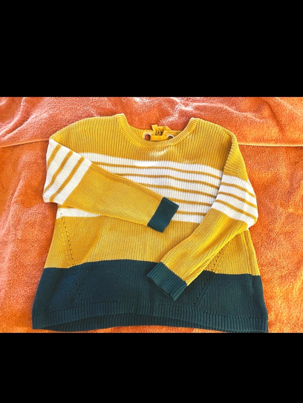 Yellow and Green Striped Crewneck Sweater - Women's